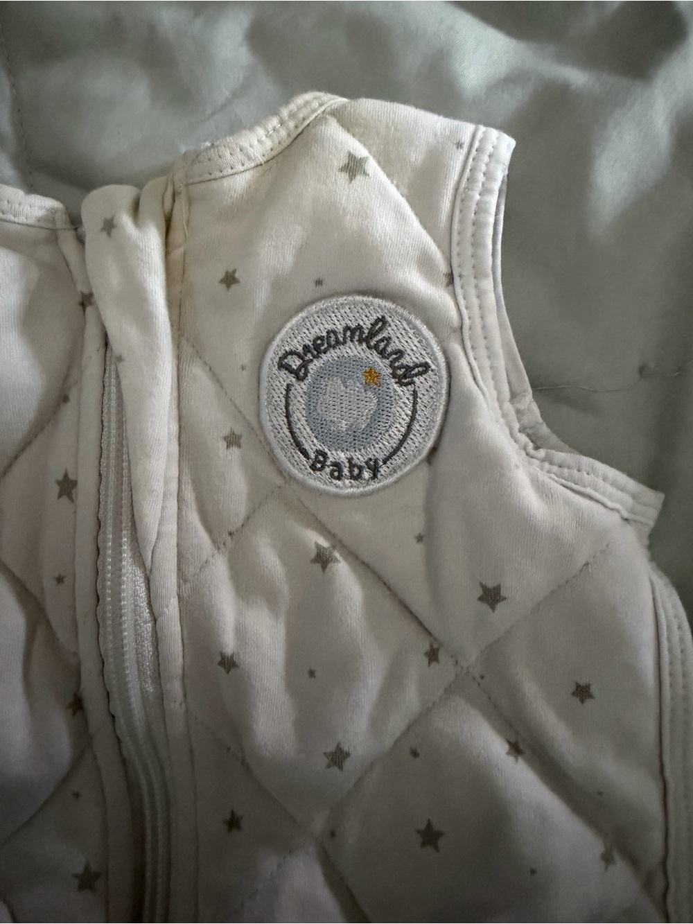 Dreamland Baby Weighted Sleep Sack Small 6-10 lbs White Gray Stars Wearable - Picture 2 of 5